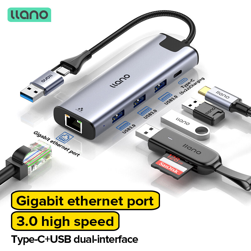 LLANO 2 IN 1 USB 3.0 5 Port Docking Station Gigabit Ethernet Port USB USB