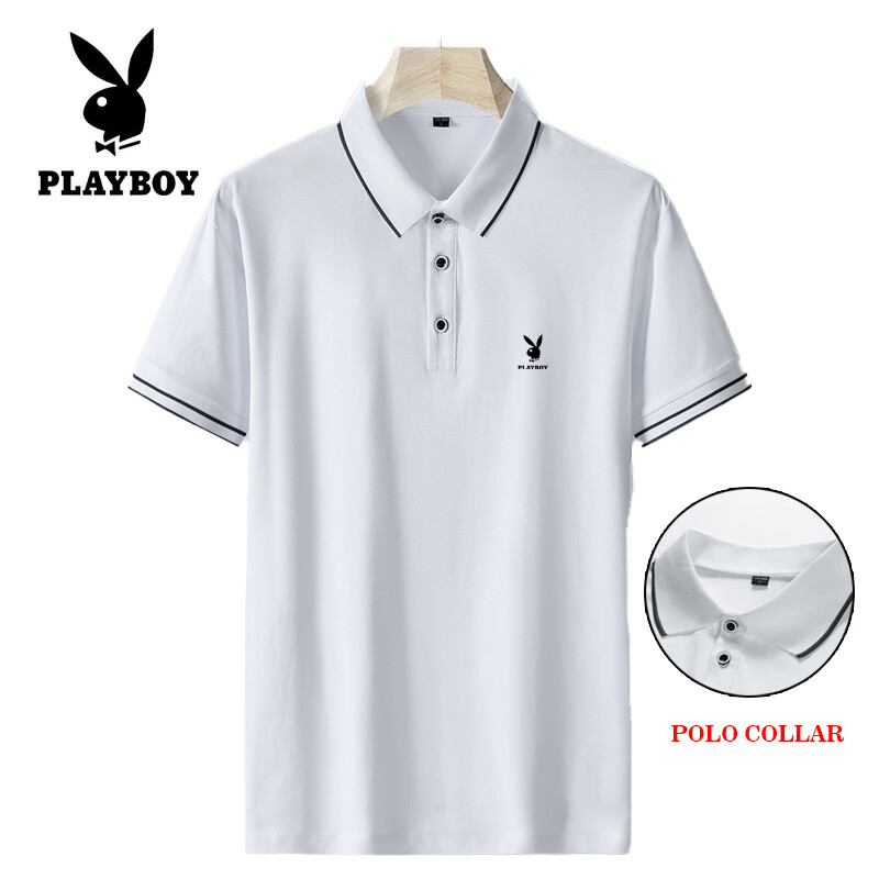 Playboy thêu phong cách hoang dã xu hướng mới mùa hè áo thun cotton nam ( m-4xl )