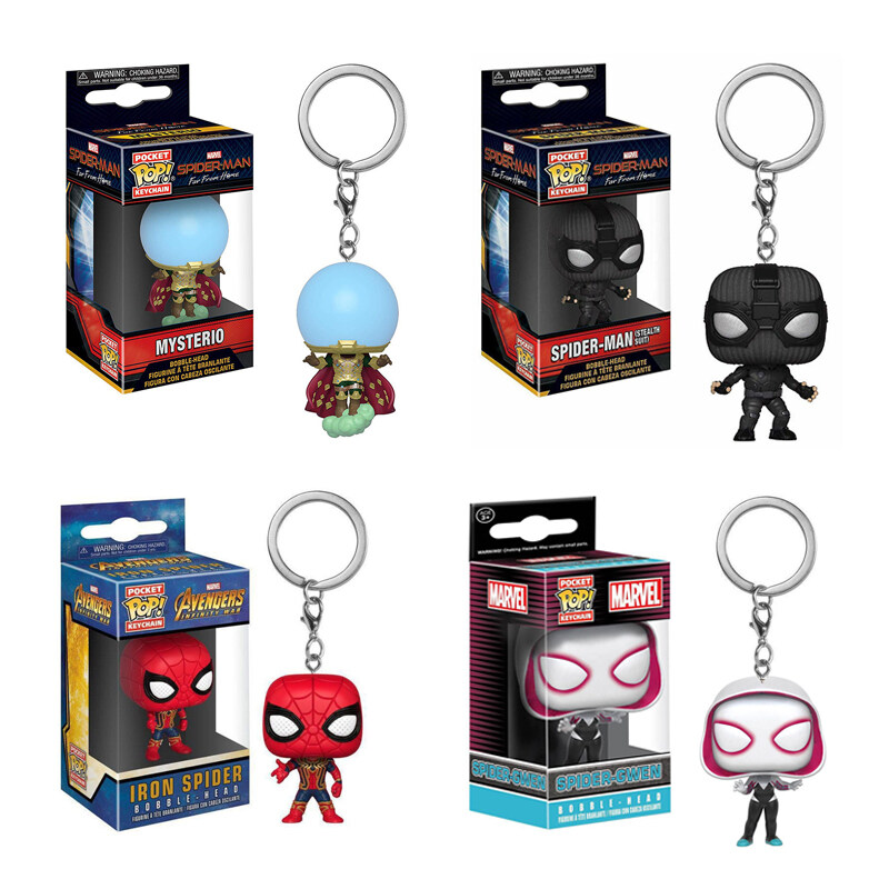 Funko Pop xa nhà Spider Man hình dạng búp bê Keychain mysterio Gwen mô hình PVC Mặt trang trí đồ chơi trẻ em