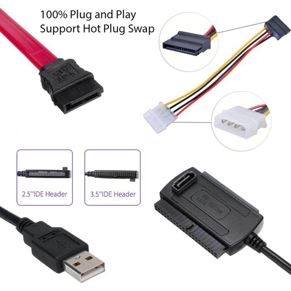 Bộ Chuyển Đổi Ổ Cứng USB 2.0 Sang IDE SATA S-ATA 2.5 4 HD Nguồn AC 3.5 Bên Với Bộ Nguồn Cáp Đổi Ngoài Chân HDD, T1W9