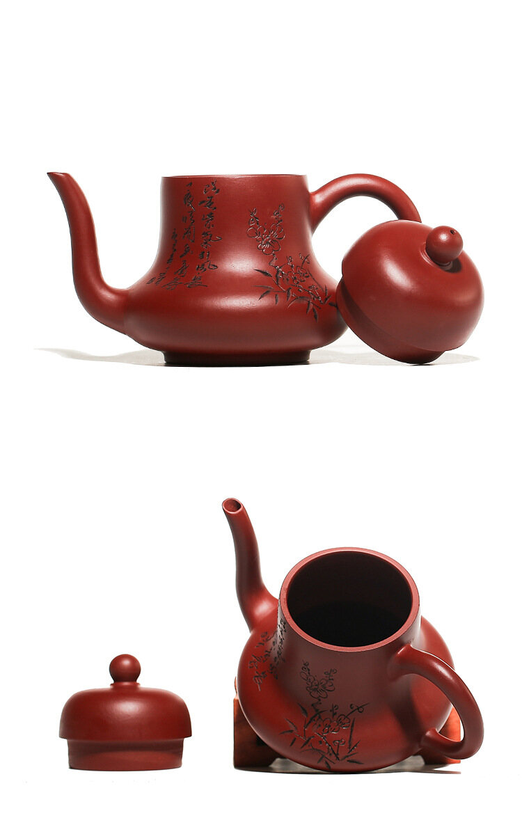 Ấm Trà Đất Sét Nghi Hưng 130Ml Ấm Trà Gốm Tráng Men Màu Đỏ Đậm Ấm Đất Sét Ấm Trà KungFu Trung Quốc Dụng Cụ Pha Trà Bộ Ấm FCH152