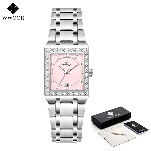 Wwoor đồng hồ vuông mới 8858 đồng hồ nữ đồng hồ đeo tay nữ thương hiệu sang trọng bằng thép đồng hồ nữ