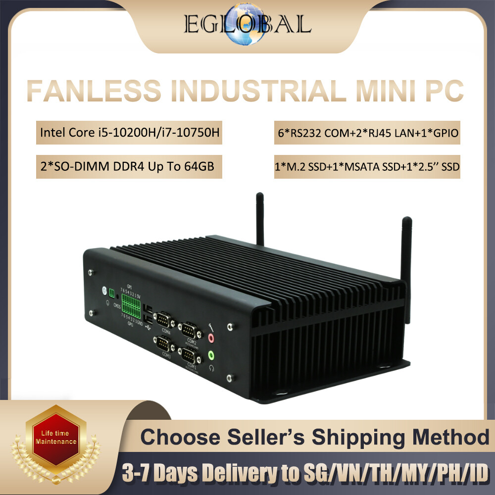 Eglobal Industrial Desktop Computer Intel Core i5-10200H i7-10750H Max 64G DDR4 RAM 2TB NVME SSD Windows11 fit for industrial grade field Mini PC ราคา 18,356 บาท*ส่งฟรี