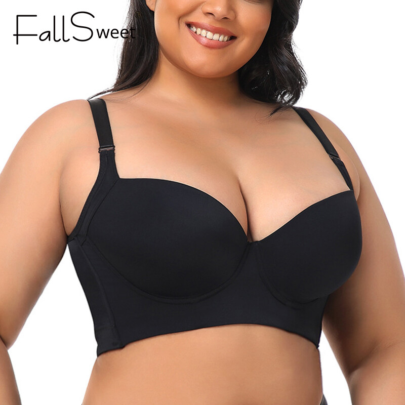 FallSweet Push Up Bras Plus Size Lace Hide Back Fat Underwear