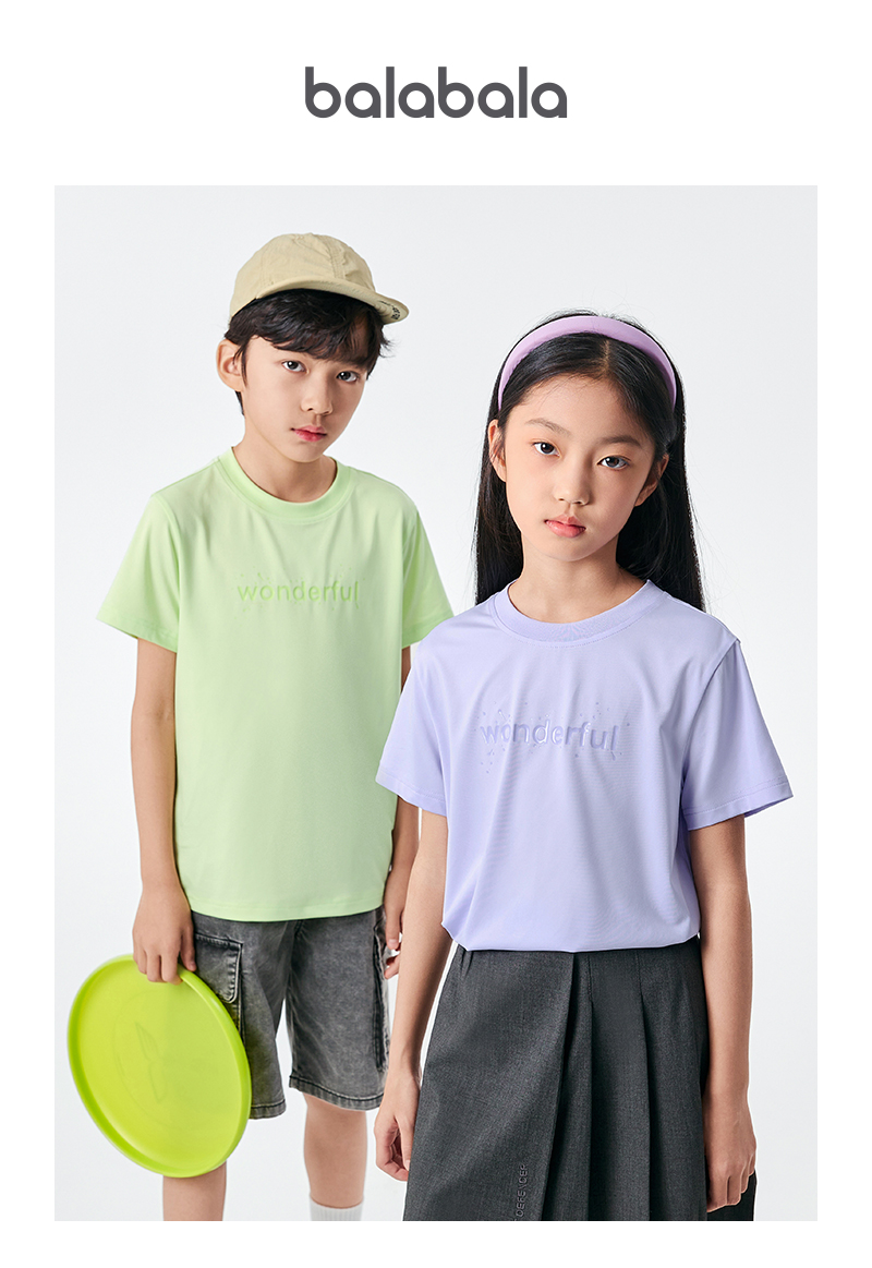 balabala Children Short Sleeve T-Shirt Boy Inner Wear Summer Girl Printed Fashion Comfortable Versatile Trendy · v5