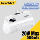 Essager pd20w 5000mah sạc dự phòng loại c + sét không dây sạc dễ di chuyển nhỏ màn hình hiển thị kỹ thuật số cho điện thoại di động iphone16 15 samsung huawei xiaomi sạc nhanh màn hình hiển thị kỹ thuật số loại c sét twoport sạc dự phòng