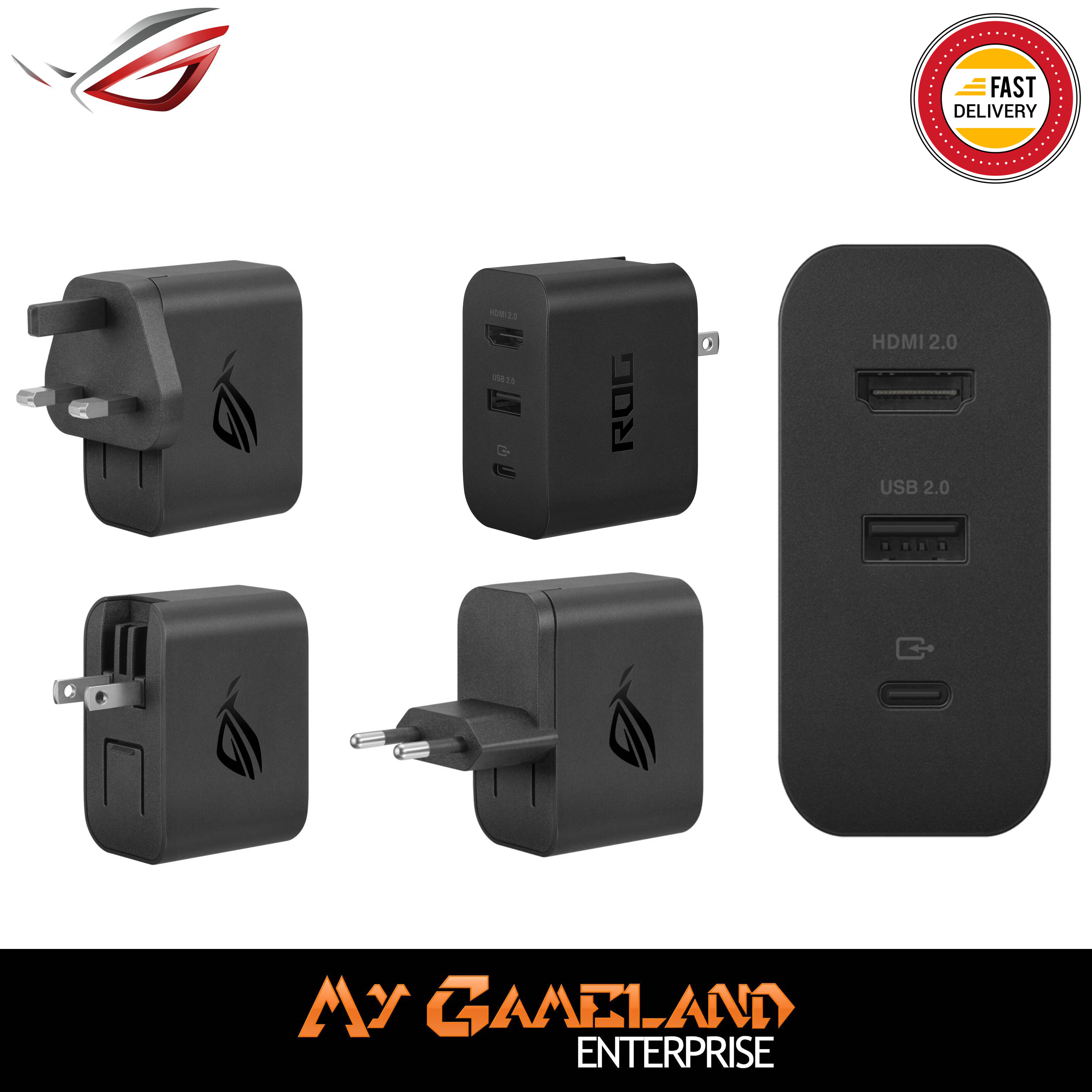 ROG Ally 65W Gaming Charger Dock 3 Pins Malaysia Plug [1 Year ASUS