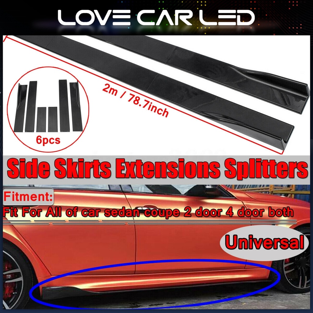 HDC Autosports 86" Universal Painted White Side Skirt Extension Rocker Splitters - 6pcs