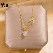 Vnox Gold Heart Pendant Necklace, Hypoallergenic Jewelry for Women