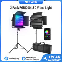 NEEWER 2 Pack RGB1200 LED Video Light Kit with APP Control 60W Photography Studio Video Lighting Set