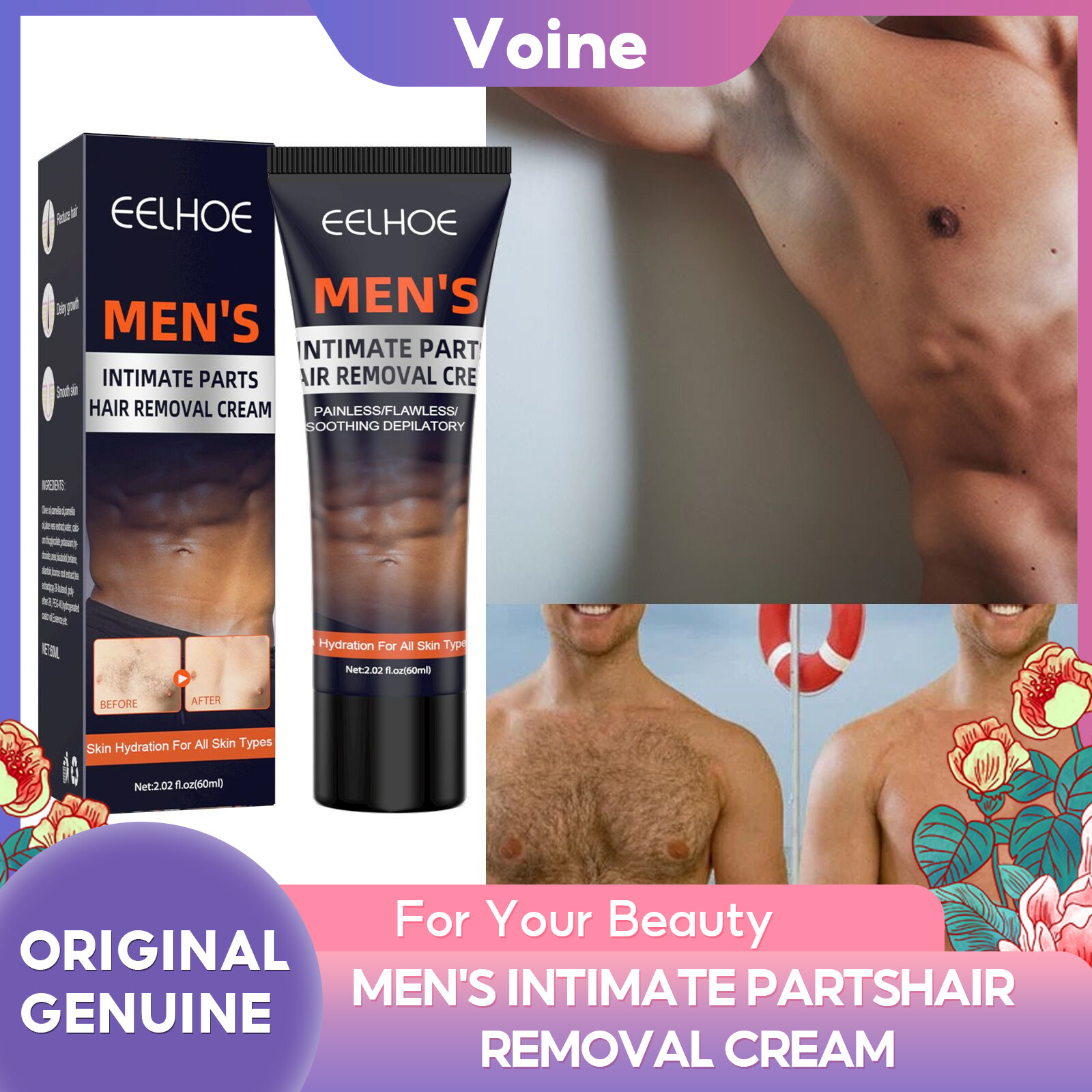 Kem tẩy lông của đàn ông eelhoe: lông ngực, tẩy lông nách, tẩy lông chân mượt mà, ức chế tẩy lông toàn thân và tóc nhẹ nhàng cho nam giới Kem tẩy lông cho nam giới Kem tẩy lông nhẹ nhàng cho nam giới làm dịu Kem tẩy lông với