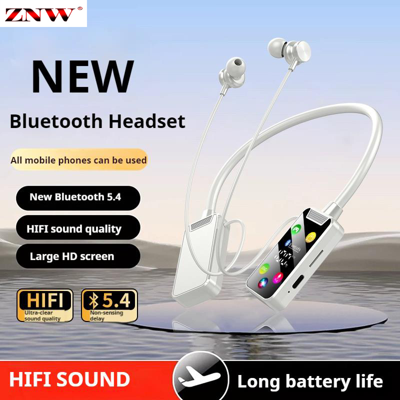 ZNW New HIFI Sound Quality Earphone Multi-function Digital Display Bluetooth 5.4 Headphones Ultra-long Battery Life Headset Neck-style Noise Reduction High-quality Earphones Sports Game Music Low-latency Earpods Mobile Phone Android Universal ราคา 184 บาท*ส่งฟรี