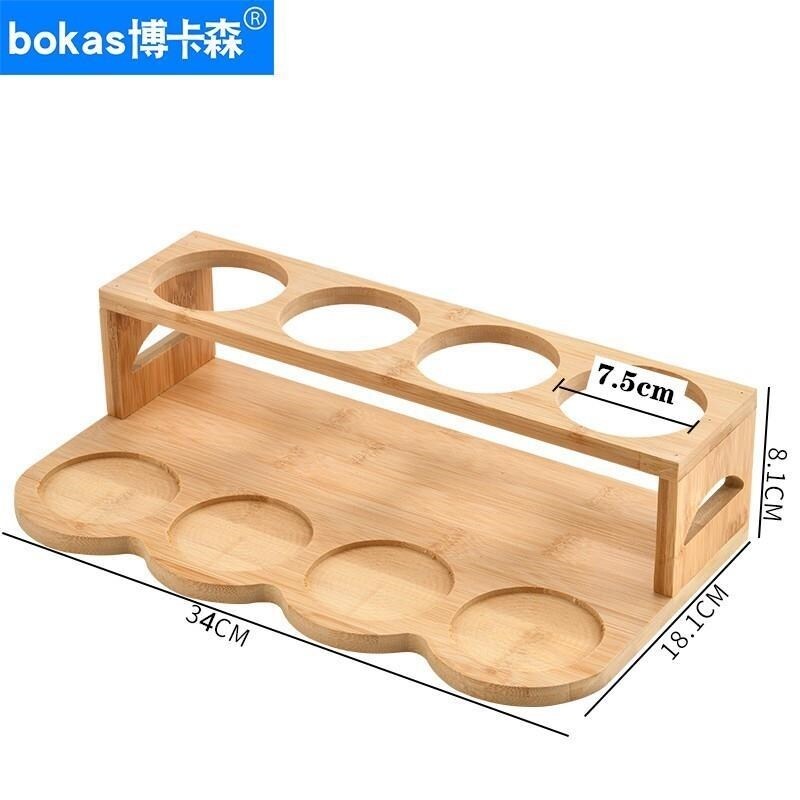 Gambar Household oil bottle shelf bracket glass seasoning tank oil bottle oil pot complete set with wooden rack kitchen supplies round square