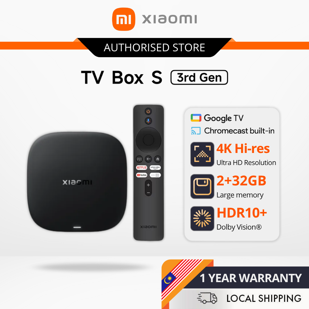 [NEW Arrival] Xiaomi TV Box S 3rd Gen - Kotak Media Google TV 4K UHD Streaming Wi-Fi 6 Harga 249 Ringgit*Penghantaran Percuma