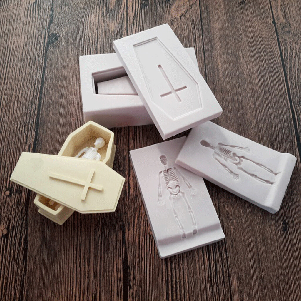 Gambar Fityle 4pcs Halloween Skeleton Chocolate Baking Tools DIY Cake Silicone