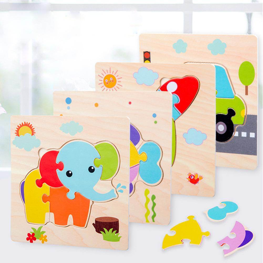 GS Bayi Puzzle Kayu Mainan Lucu Kartun Hewan Kecerdasan Anak Anak Edukasi Penggiat Otak Tangram Jigsaw Anak Anak Hadiah