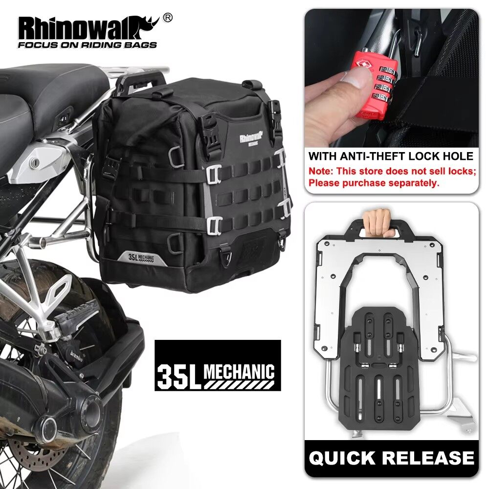 Rhinowalk Motorcycle Quick Release Saddlebags Internal Waterproof 35L Large Capacity Molle Extension System Anti-Theft System Multiple Compartmentstravel Cycling Storage Pannier Bag For KTM ADV BMW Motorcycle ราคา 768 บาท*ส่งฟรี