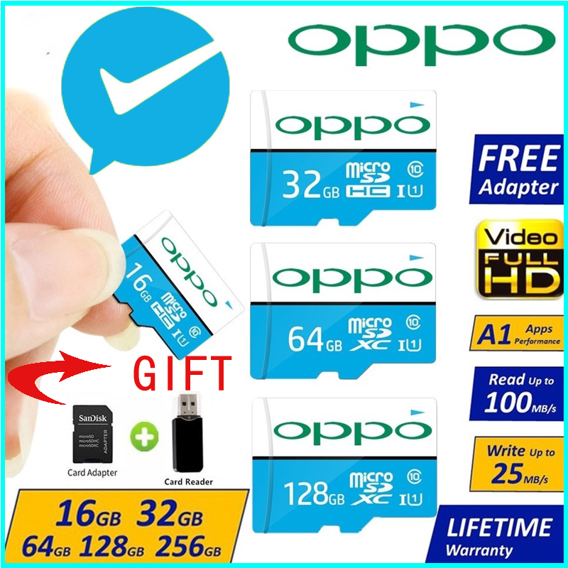 ★COD【Free Adapter】Oppo Class10 Authentic High Speed Micro SD Memory Card 512GB/256GB/128GB/64GB/32GB/16GB Reader TF Card ราคา 85 บาท*ส่งฟรี
