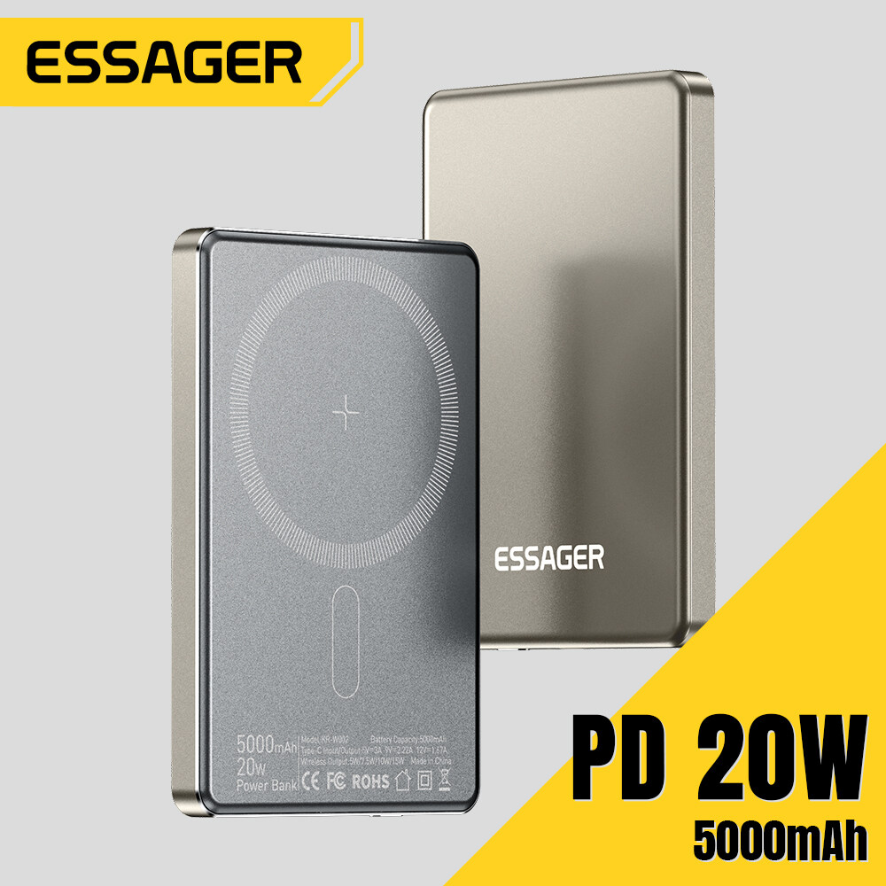 Essager pd20w 5000mAh sạc dự phòng USB-C Type-C sạc không dây sạc dự phòng cho iPhone Samsung Huawei