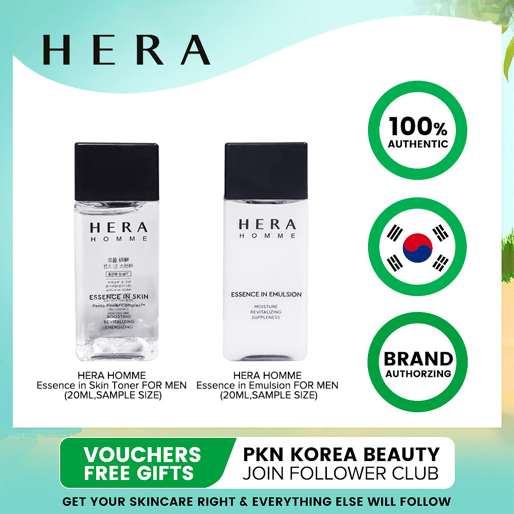 HERA HOMME Essence In Toner Cho Da, Essence In Emulsion FOR MEN (20ML/20MLX5PCS, Kích Thước Mẫu), Chăm Sóc Da Nam Chống Lão Hóa, (Toner: Tăng Cường Năng Lượng Phục Hồi, Nhũ Tương: Độ Ẩm, thay Thế Phục Hồi)