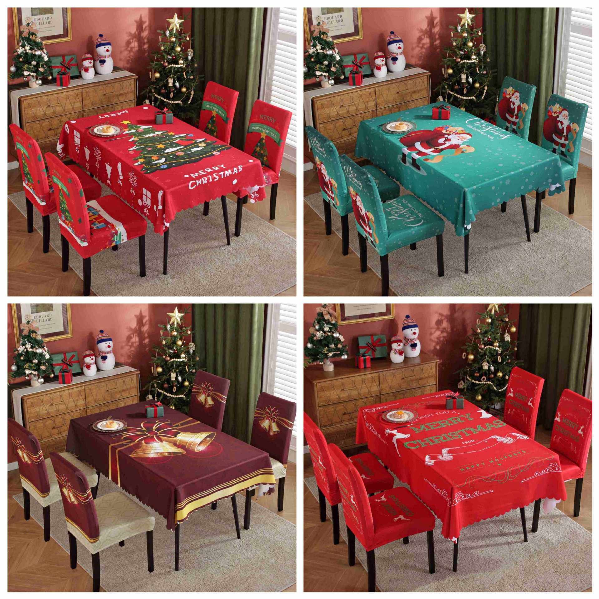 Gambar 2022 Christmas Chair Cover Digital Positioning Tablecloth Chair Cover Waterproof and Oil proof Christmas Tablecloth Christmas Chair Cover