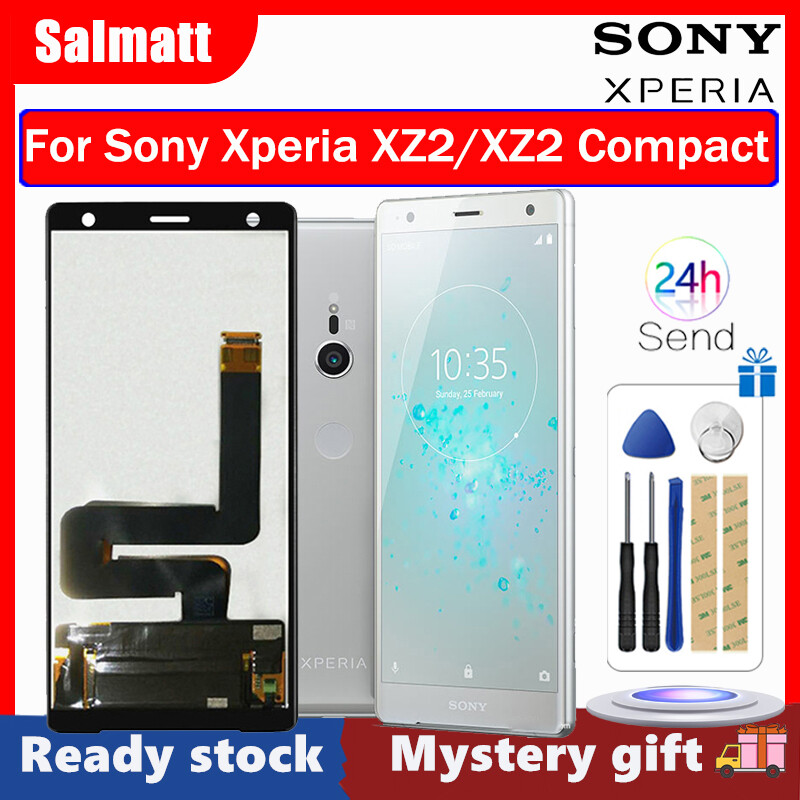 Salmatt Màn hình IPS LCD ban đầu cho Sony Xperia xz2/xz2 nhỏ gọn màn hình LCD Mini Màn hình Màn hình cảm ứng bộ phận lắp ráp cho Bộ số hóa thay thế với khung cho Sony Xperia xz2 xz2 nhỏ gọn với khung giữa