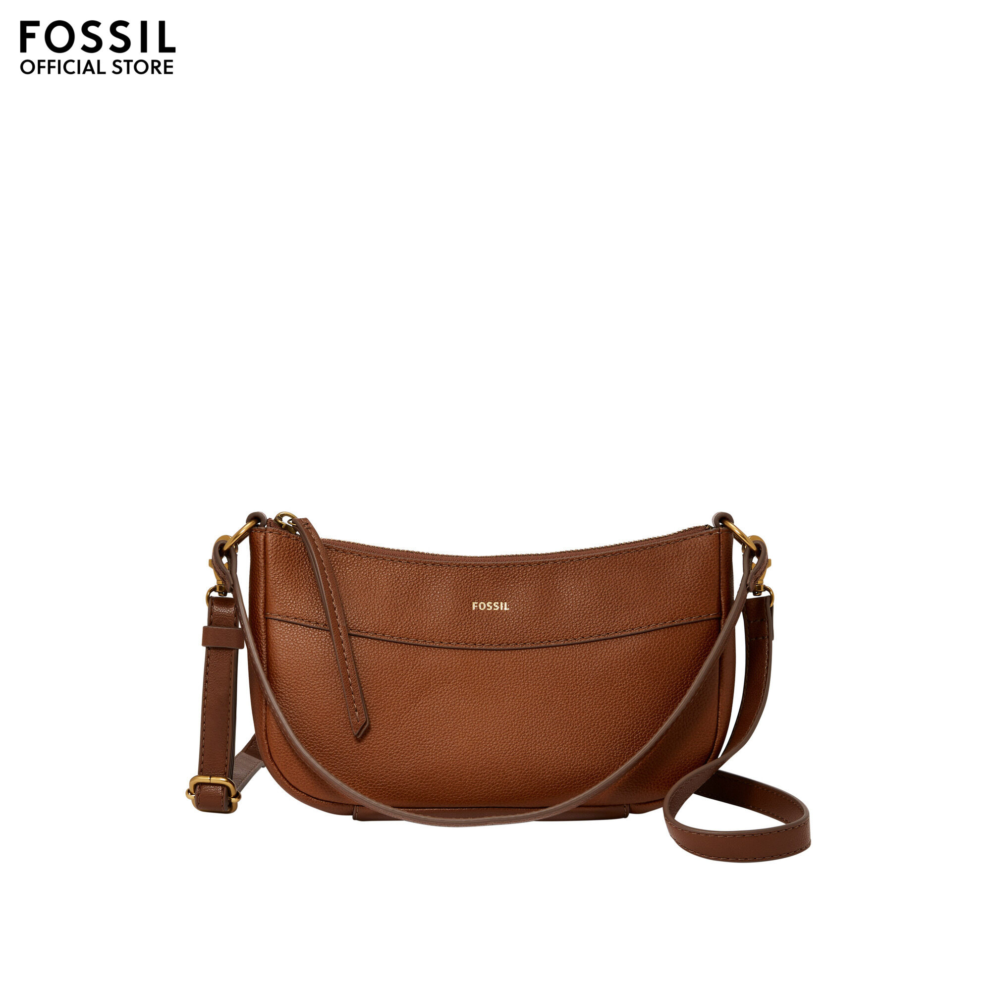 Fossil Skylar Crossbody Bag Black Pvc Brown Satchel, Women'S