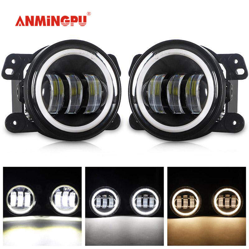 ANMINGPU Đèn Sương Mù LED 4Inch, Chip Led CREE Màu Vàng Hổ Phách 60W Đèn Chạy Ban Ngày Sương Mù Lái Xe Địa Hình Cho Xe Jeep Xe Máy