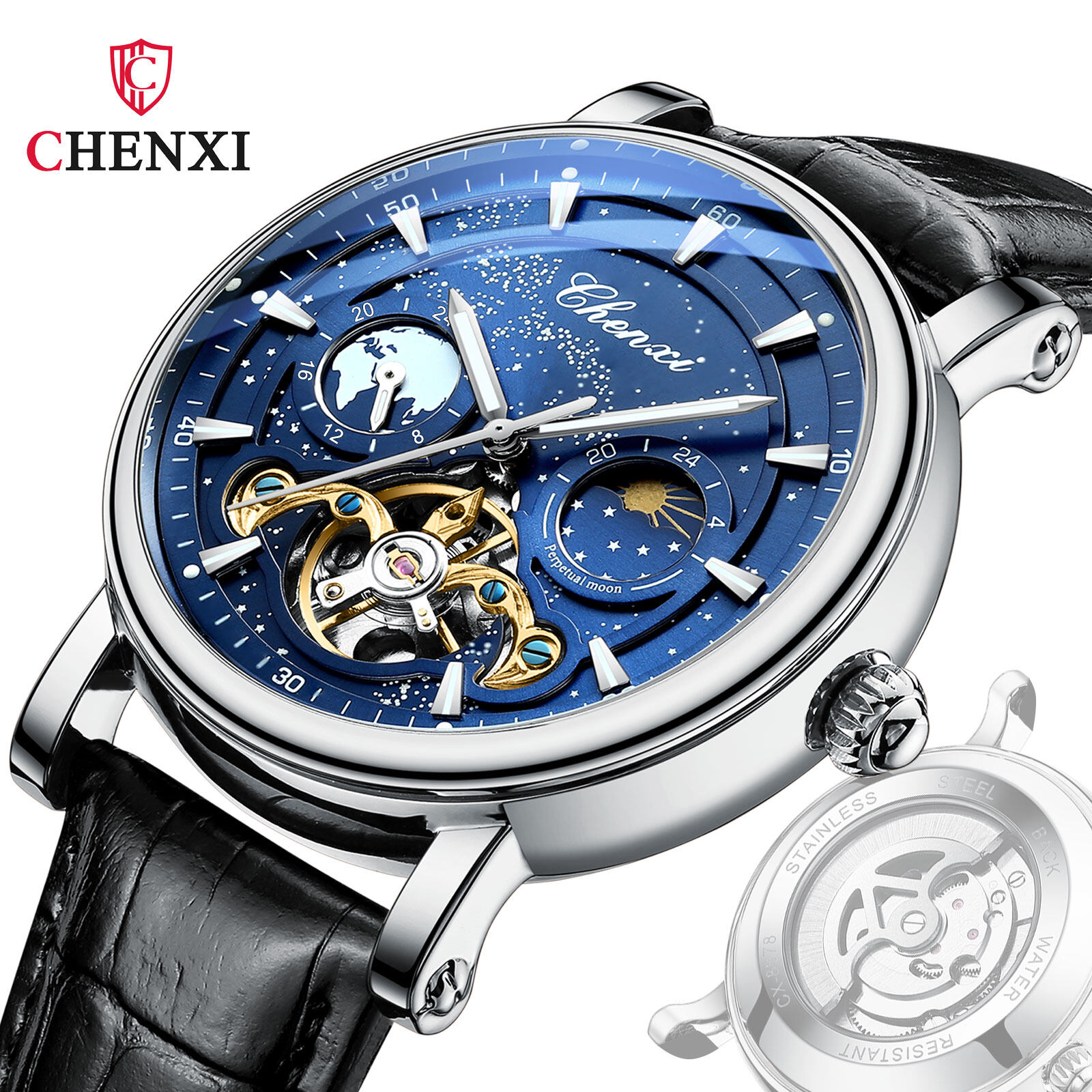 CHENXI 8872 Mens Watches Automatic Mechanical Watch Tourbillon Clock
