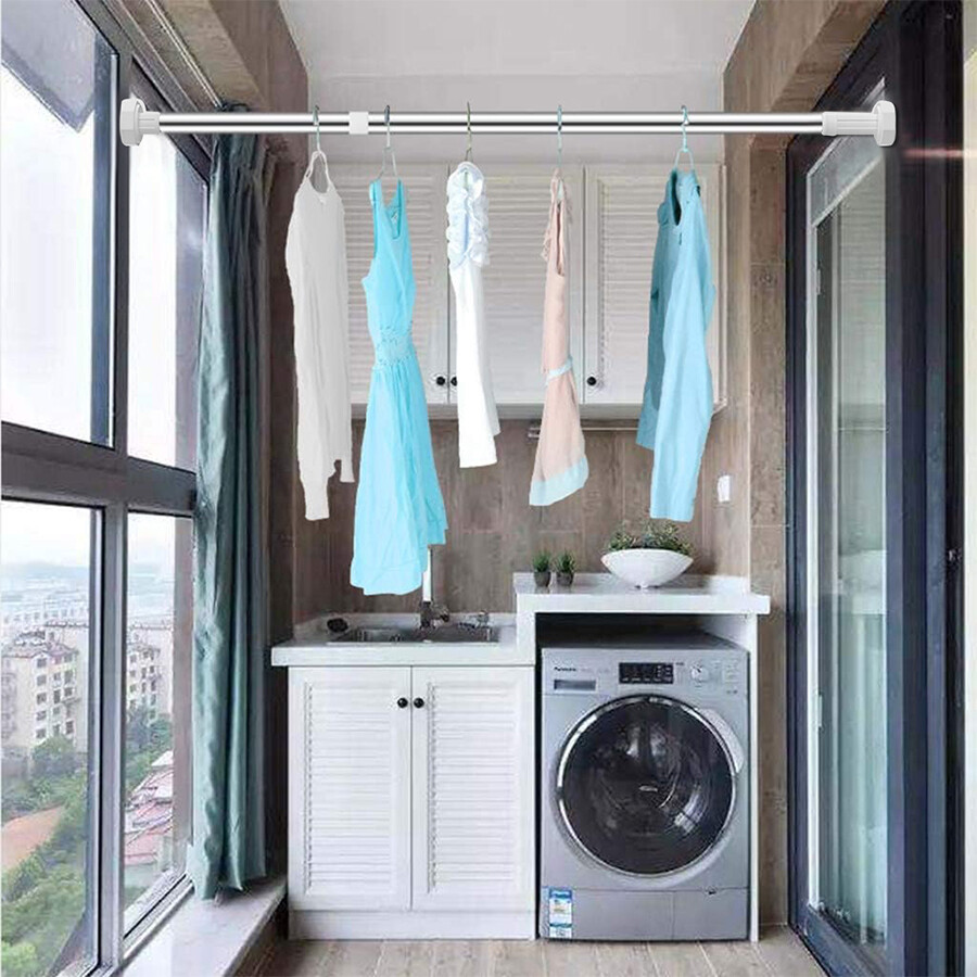 แท่งเสื้อผ้ายืดแบบเจาะได้ฟรีแท่งม่านอาบน้ำแบบปรับได้และอุปกรณ์เสริมสแตนเลสแท่งก้านยืดหดได้รองรับแบบเรียบง่ายสำหรับเสื้อผ้าปรับได้ขยายได้กล้องส่องทางไกลสำหรับม่านอาบน้ำโดยไม่ต้องเจาะไม่เคยพับไม่เคยมีคอลลา ราคา  38 บาท*ส่งฟรี