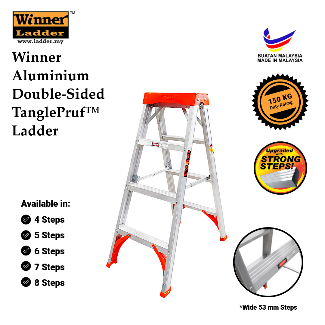 Winner 4/5/6/7/8-Step Aluminium Double-Sided TanglePruf™ Ladder