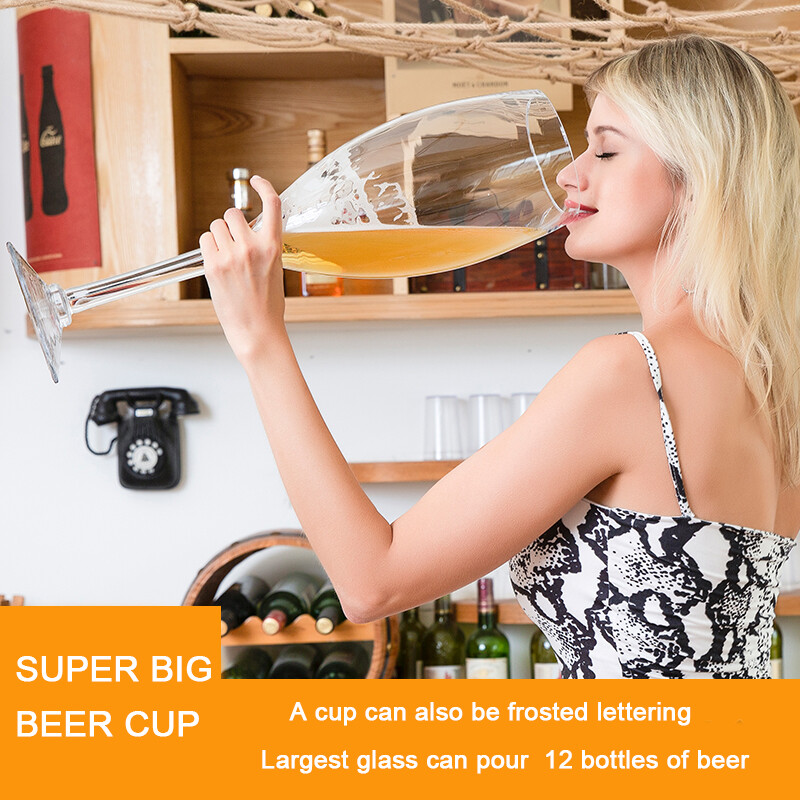 Gambar (Free engraving logo) 6000ML super large glass cup, thick design party juice cup, extra large beer mug, extra large drink cup, huge capacity goblet, birthday wedding gift