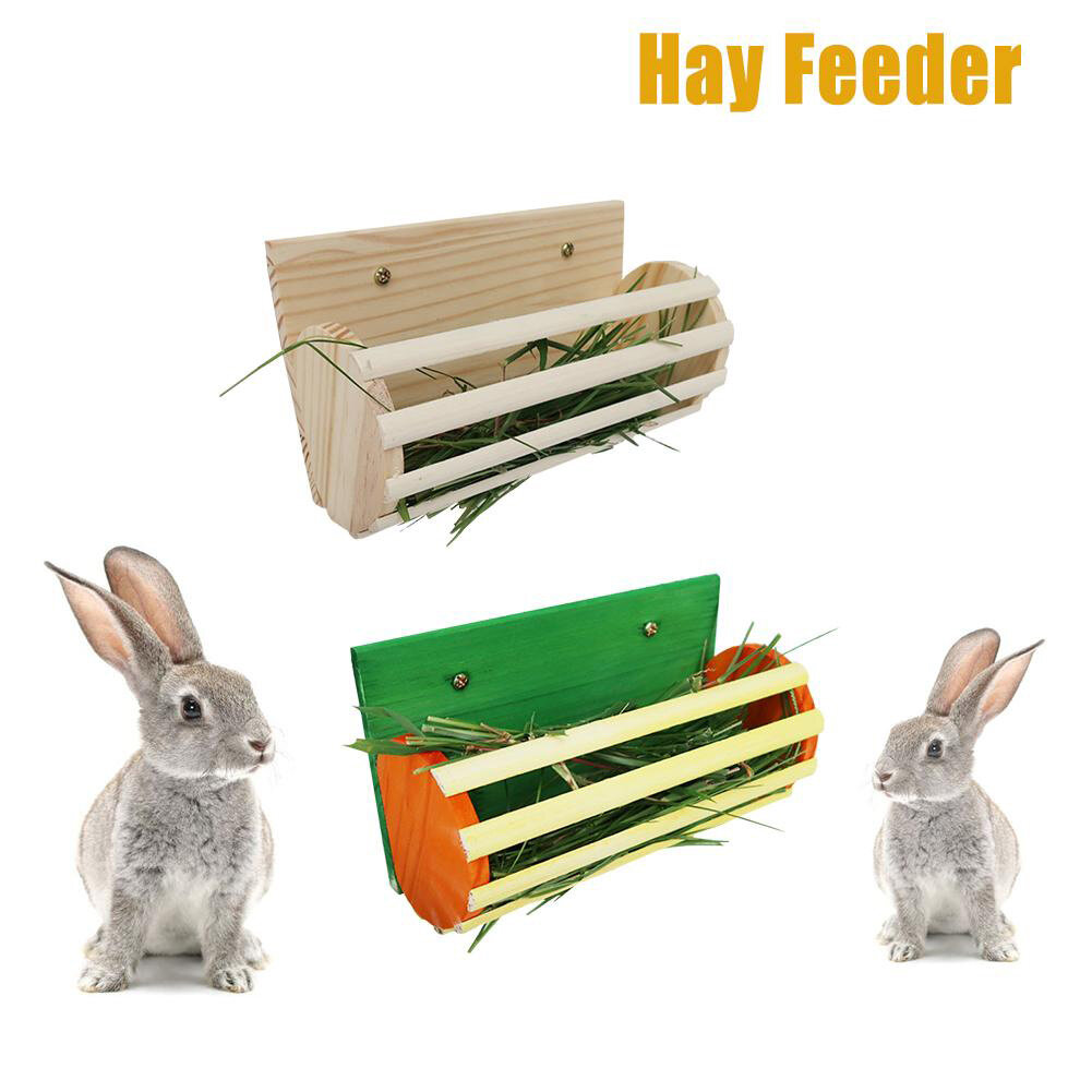 Rabbit Wooden Hay Rack Stand Grass Fodder Holder Pet Feeder For