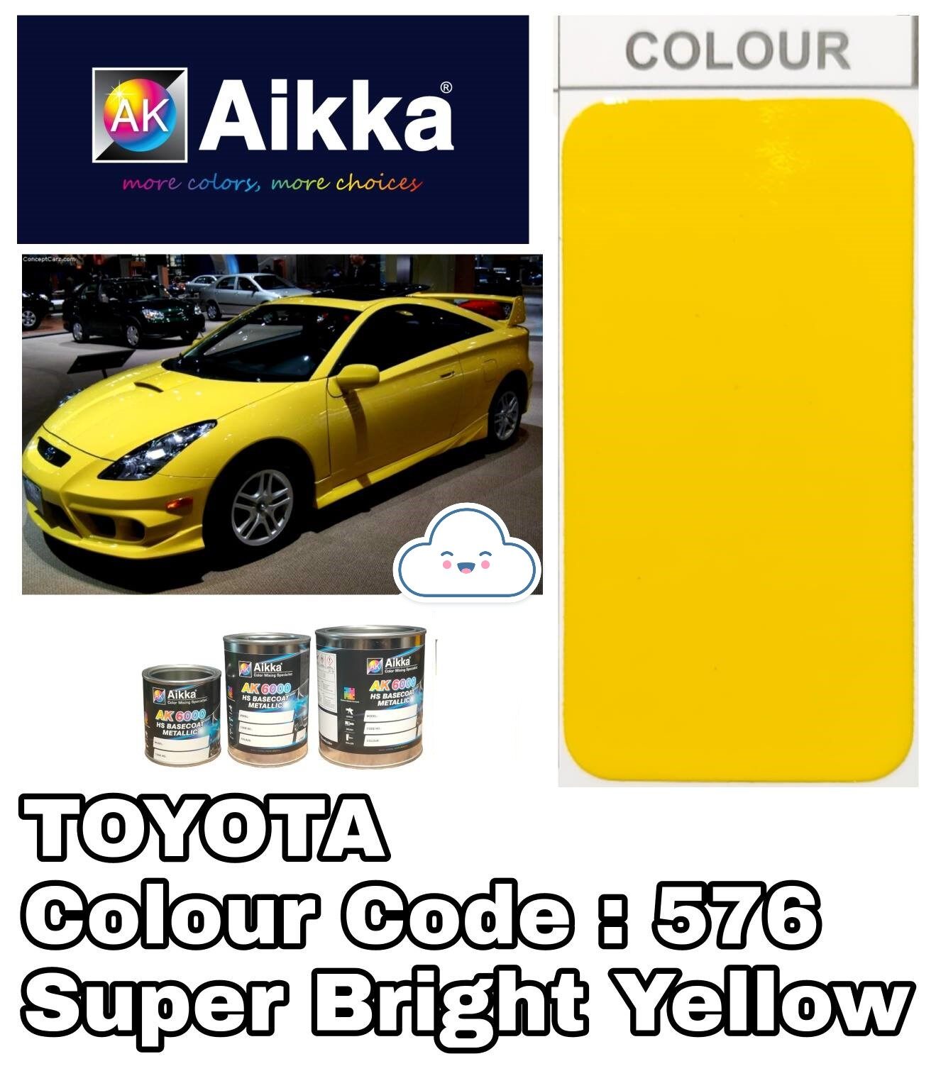 Aikka Toyota 576 Super Bright Yellow 2k Car Paint Lazada