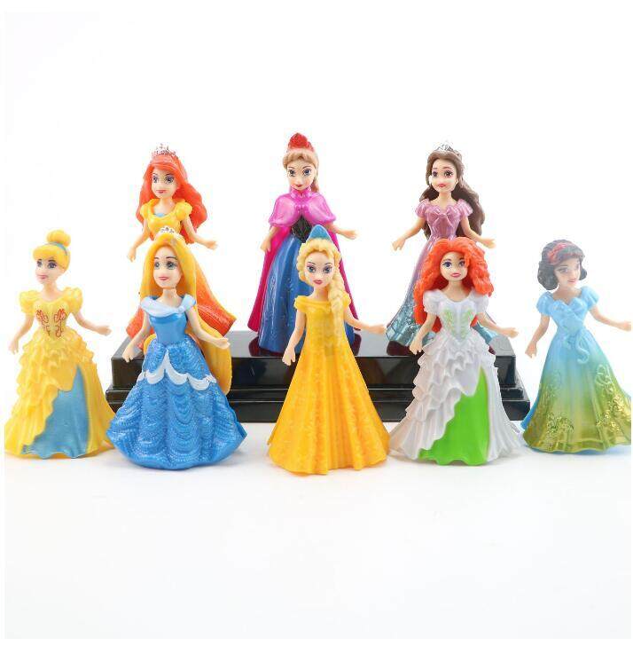 8Pcs/Set Princess Dolls With Magic Clip Dress Toys Kids Birthday Xmas Gift Newly 
