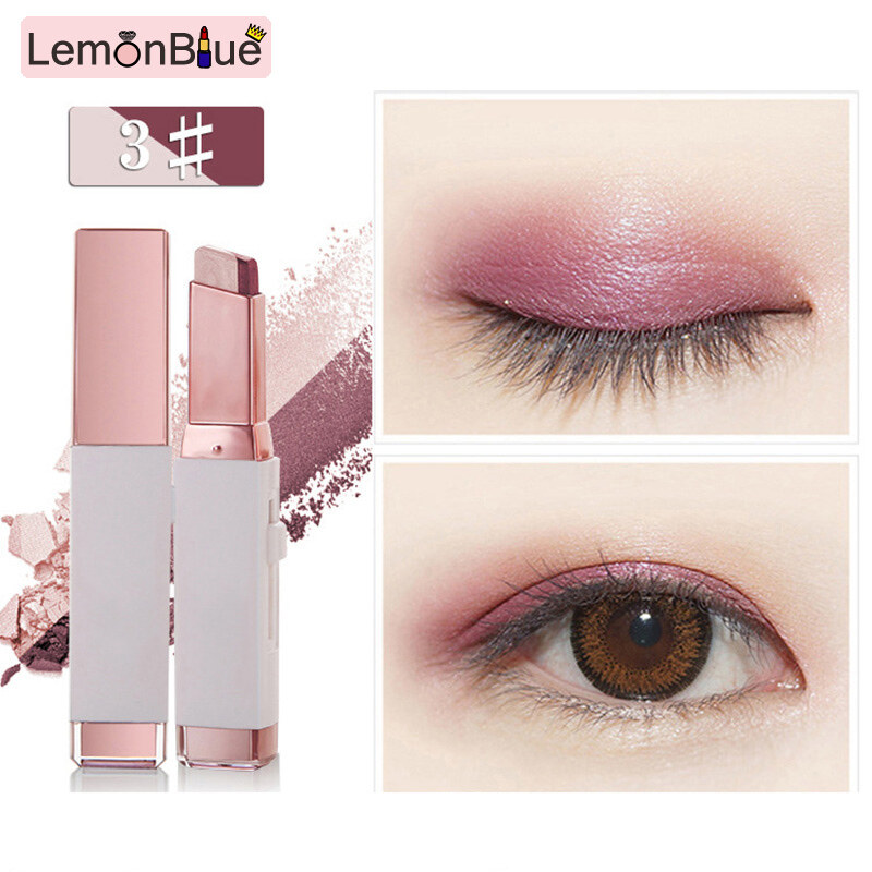 Gambar Fashion Eye Shadow Stick Double Color Gradient Eyes Makeup Cream Natural Naked Shimmer Glitter Eyeshadow Pencil