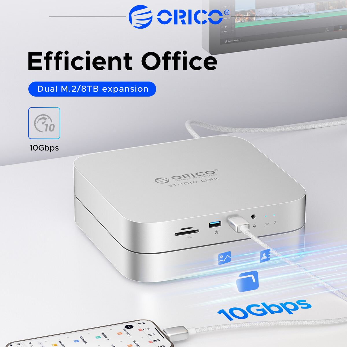 ORICO studiolink Mac giải pháp mở rộng lưu trữ mini phiên bản ưu tú Mac Máy Trạm Mini Cung cấp năng lượng cho công việc sáng tạo ở chuỗi xích Daisy Hỗ trợ ga đầy đủ