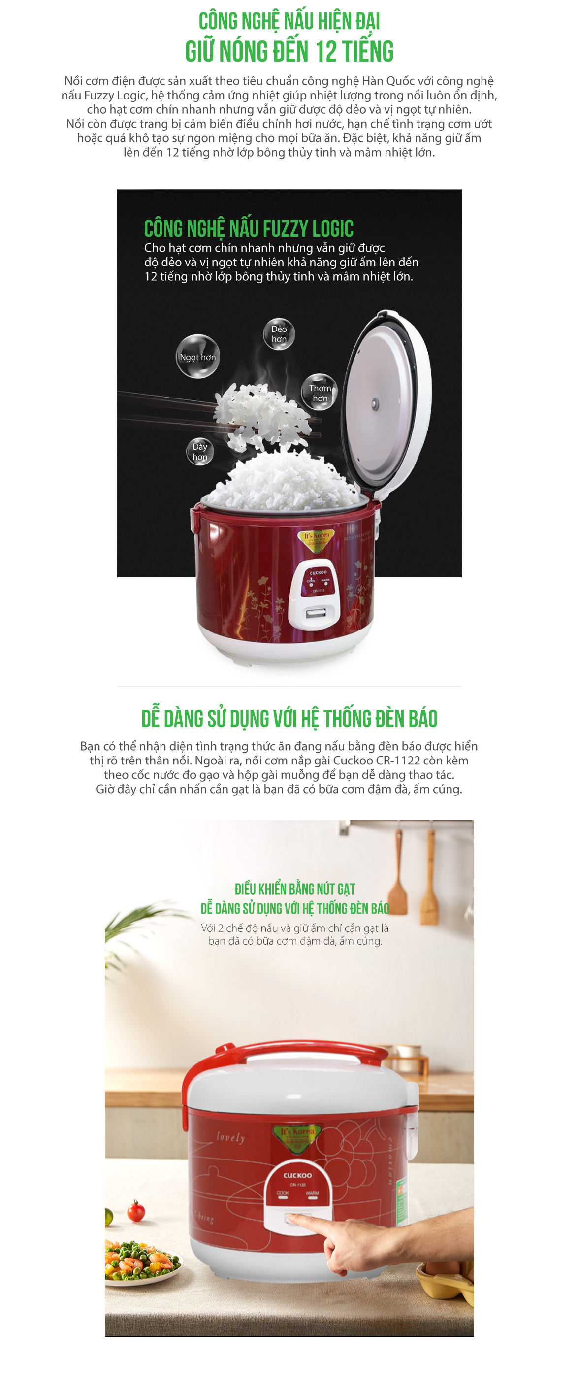 Nồi cơm điện cơ 2L Cuckoo CR-1122-Korean