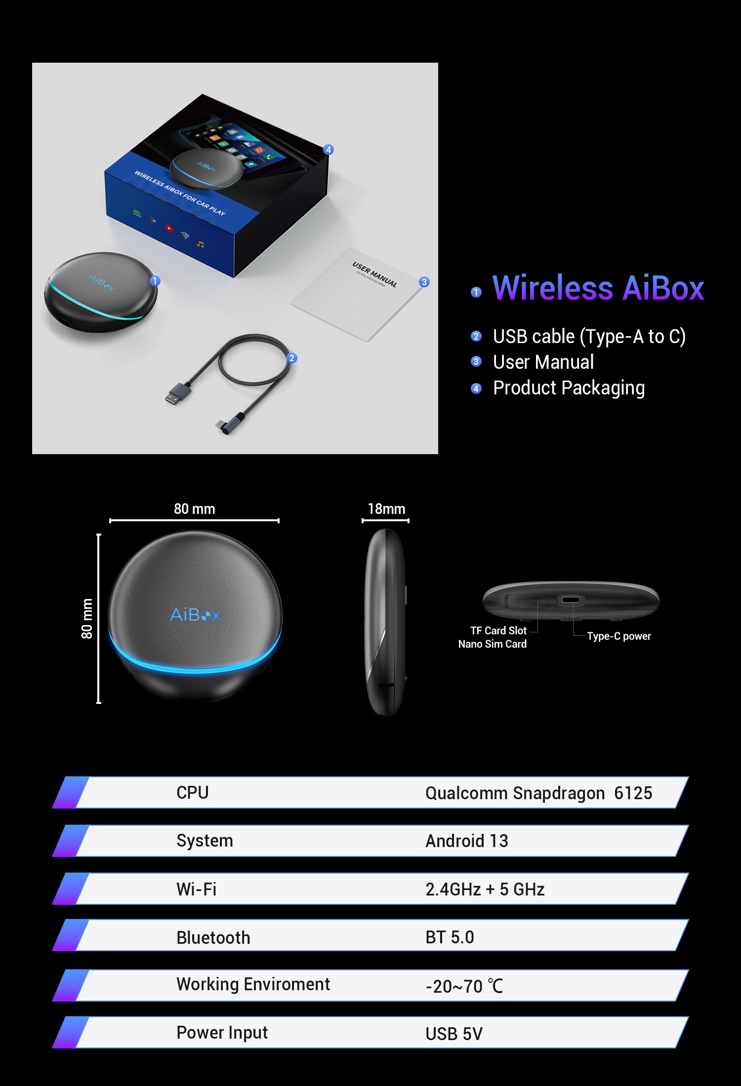 CarPlay AI BOX PCS47 OttocastP3 OEM版 OTTOCAST P3 CarPlay AI Box - 2023 Android 12.0 CarPlay