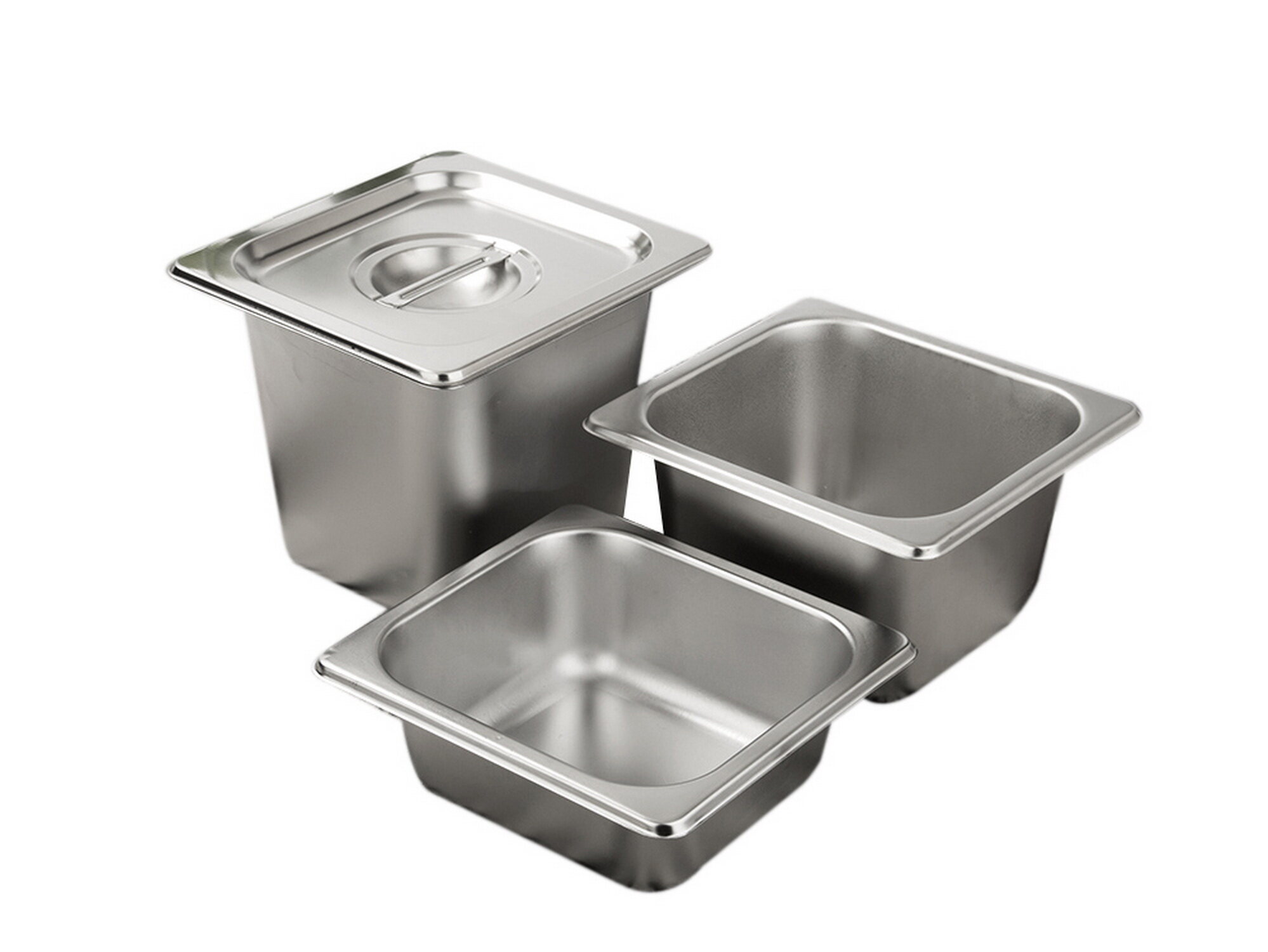 Gambar Square pots Gastronorm Pan Kitchen stainless steel 1 6 milk tea shop Food pan canteen Chafing Buffet dining hall Pan Containers,With Lid,0.6 mm Thickness American Style