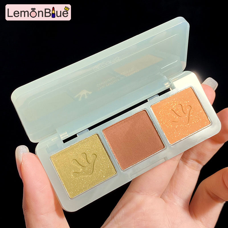 Gambar LemonBlue 3 Colors Eyeshadow Palette Pearlescent   Matte Eyes Shimmer Pigment with Cute Eyes Shimmer Pigment with Paw Patterns Eyeshadow Palette Cute Pearlescent   Matte Facial Eyes Makeup Cosmetic 3g 3 Colors