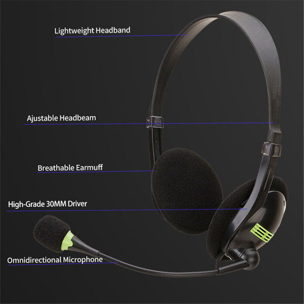 ภาพประกอบของ 【เรือจากประเทศไทย/COD】Original Over-The-Ear Headphones USB Headset With Microphone Noise Cancelling Computer PC Headset Lightweight Wired Headphones For PC/Laptop/Mac/Computer