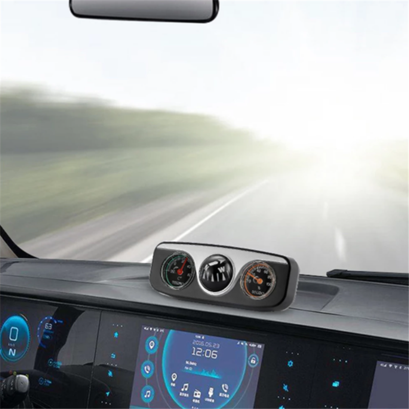Gambar 2022NEW 3 in 1 Car Compass Car Vehicle Navigation Ball Thermometer Hygrometer Auto Interior Accessories Car Multifunctional