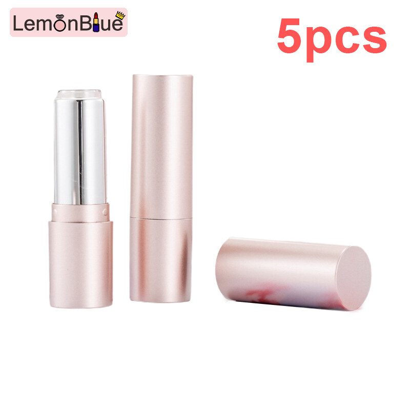 Gambar LemonBlue Fashion High Grade Matte Rose Gold Color Round Shape Handmade Girl Empty Lipstick Tube Lip Pomade Refillable Container