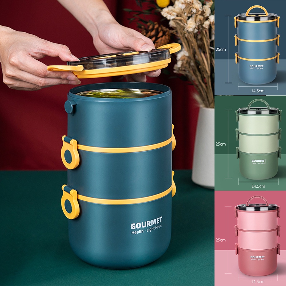 Gambar Stainless Steel 304 Multi Layer Thermal Lunch Box Heat Insulated Food Container Food Storage Box