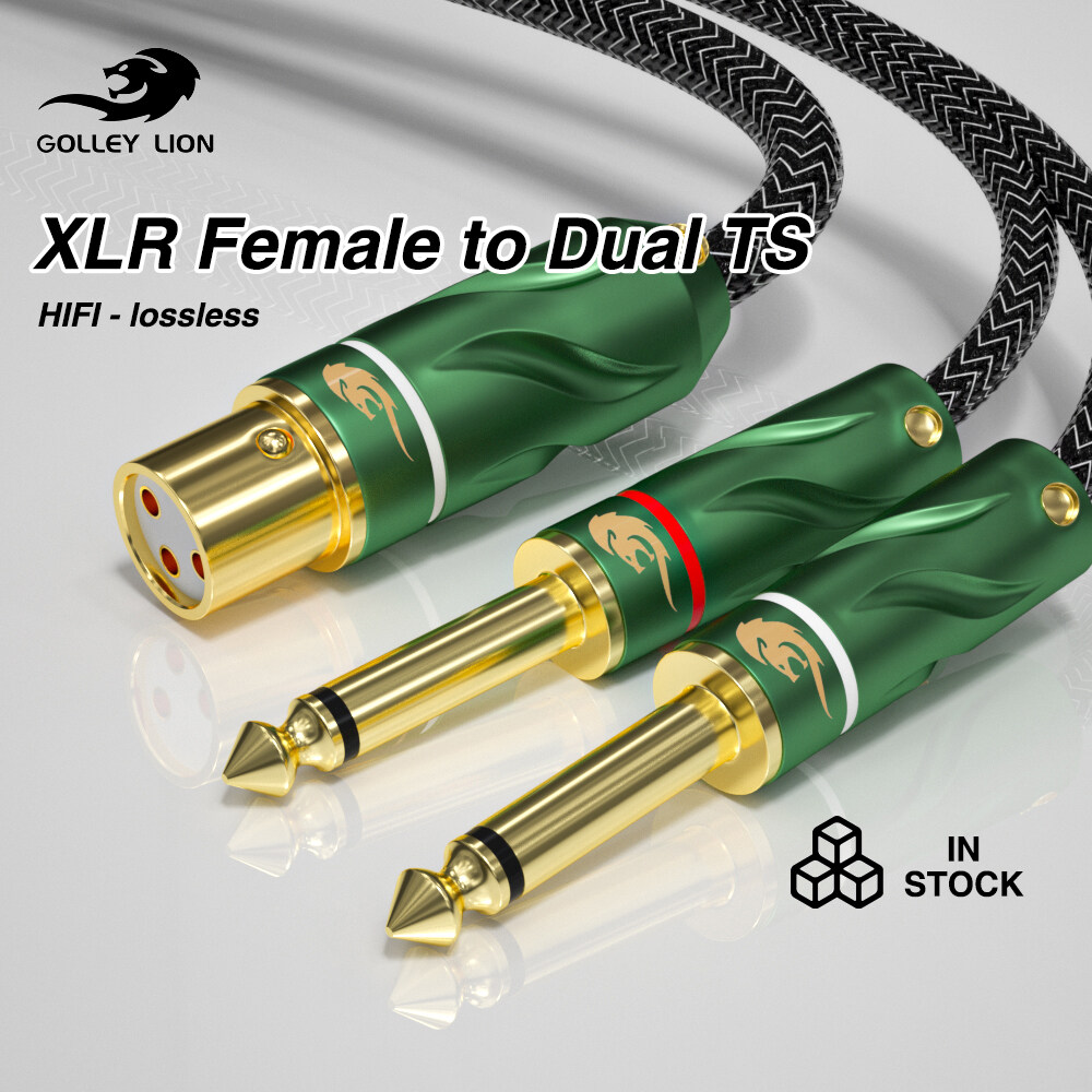 GOLLEY LION XLR 3Pin Female to Dual 6.35mm Mono male 1/4 inch Audio Y Splitter Cable ราคา 1,232 บาท*ส่งฟรี
