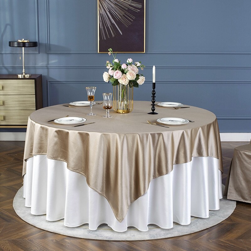 Gambar More upscale hotel cloth round round table cloth restaurant table cloth pure color contracted and contemporary cloth art custom