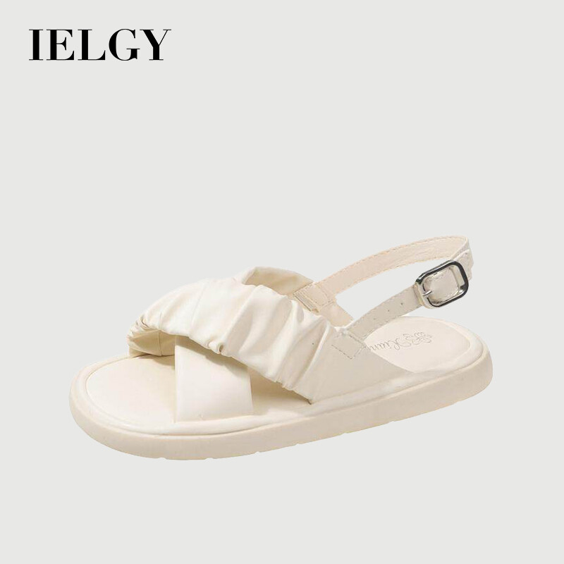 IELGY women's flat comfortable simple literary solid color sandals ราคา 564 บาท*ส่งฟรี