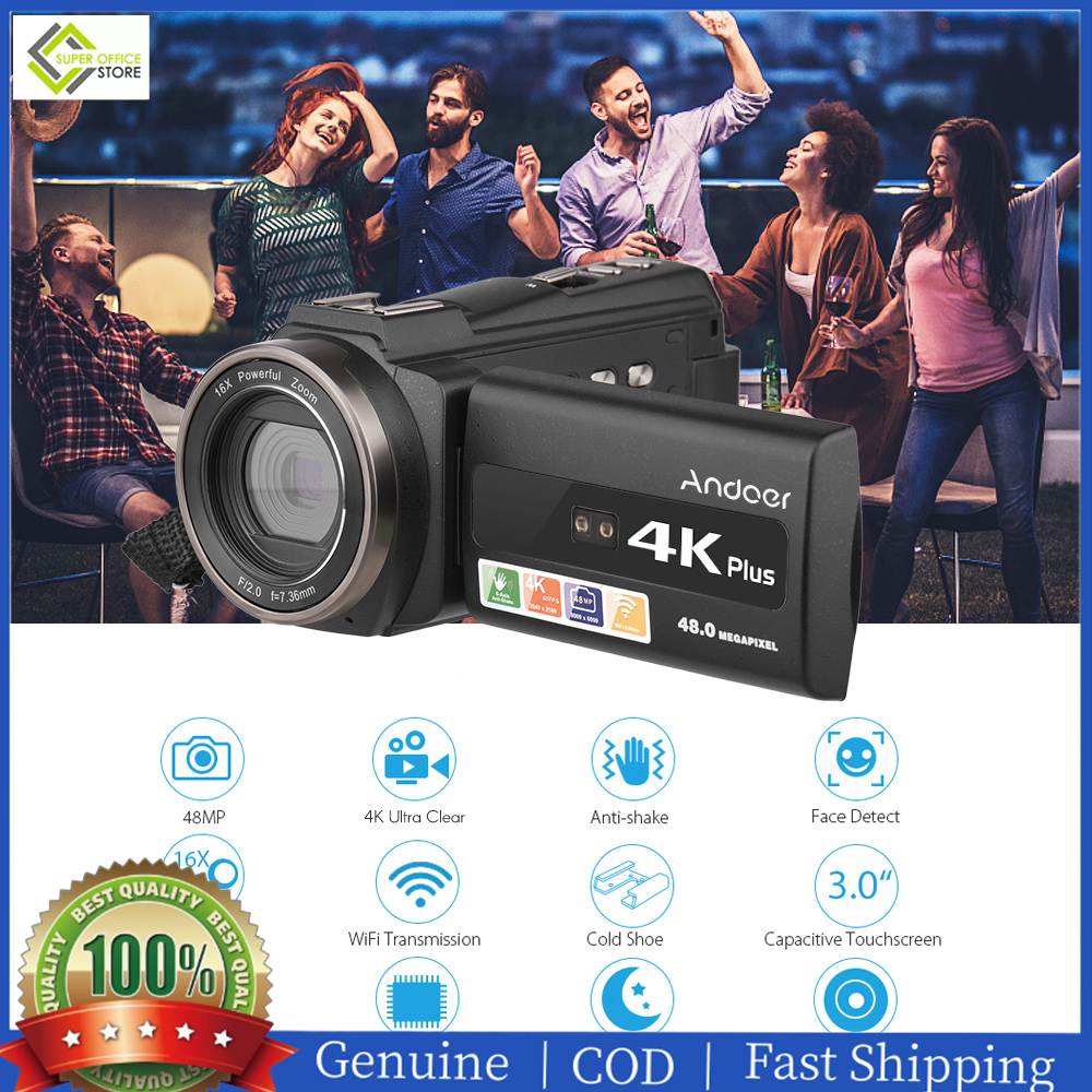 【Best Selling】Andoer 4K/60FPS 48MP Wi-Fi Digital Video Camera Set 1 Camcorder Recorder + 1 Microphone + 1 Remote Control + 2 Batt-eries with 16X Zoom 3 In-ch Touchscreen IR Infrared Night Sight ราคา 7,005 บาท*ส่งฟรี