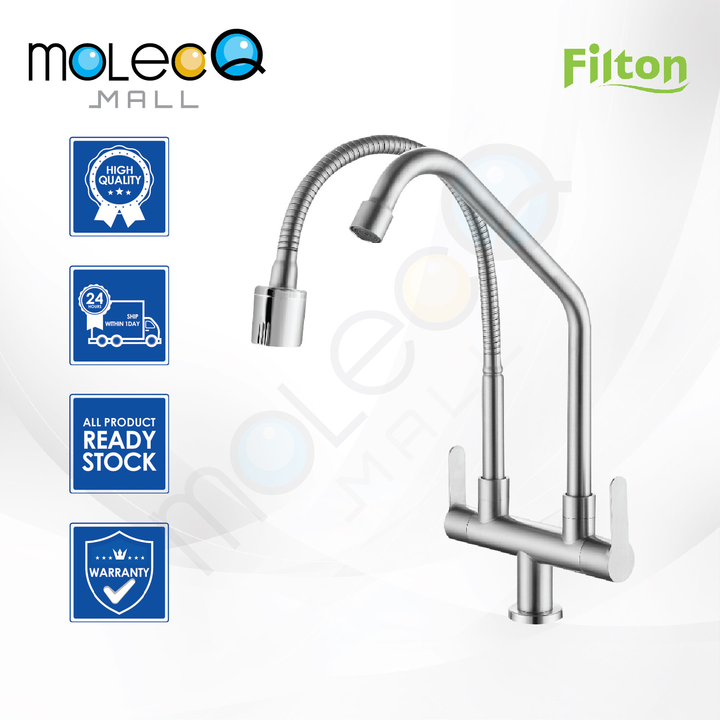 Filton Kitchen Pillar L Spout Sink Tap Kitchen Faucet Water Tap Kitchen Sink Paip Singki Dapur Sink Tap Stainless Steel TF-SPDFL-02 - Jenama FILTON Harga 280 Ringgit*Penghantaran Percuma